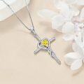 wholesale TOUPOP Cross Infinity Necklaces For Women White Gold S925 Sterling Silver Citrine November Birthstone Pendant Necklace Christian Religious Faith Cross Birthday Jewelry For Girlfriend Wife Daughter -0-3