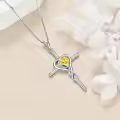 TOUPOP White Gold S925 Citrine Cross Infinity Pendant Necklace-0-3