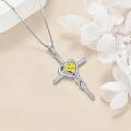 TOUPOP White Gold S925 Citrine Cross Infinity Pendant Necklace-0-3