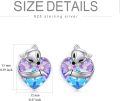wholesale 925 Sterling Silver Heart-Shaped Purple and Blue Crystal Fox Stud Earrings for Women Austrian s-0-3