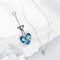 wholesale 925 Sterling Silver Heart Turtle Coral Blue Crystal Keepsake Pendant Necklace for Women-0-2
