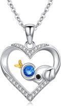 wholesale 925 Sterling Silver Heart-Shaped Pendant with Blue Crystal and Gold Butterfly Charm Necklace for Women Girls' s-0-0