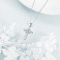 wholesale 925 Sterling Silver Celtic Knot Blue Crystal Cross Pendant Necklace for Women Religious Faith -0-4