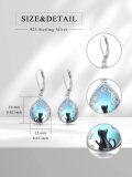 wholesale 925 Sterling Silver Blue Moonstone Cat Drop Earrings for Women Gifts-0-5
