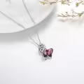 wholesale 925 Sterling Silver Rainbow Austrian Crystal Butterfly Pendant Necklace for Women Gifts-0-5