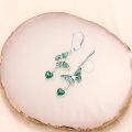 wholesale 925 Sterling Silver Green Butterfly Emerald Zircon Heart Drop Earrings For Women-0-1
