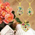 wholesale Gold-Plated 925 Sterling Silver Multi-Colored CZ Heart Pendant Necklace for Women-0-5