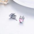 wholesale 925 Sterling Silver Pink Heart Cat Stud Earrings - Adorable Kitty  for Her-0-2