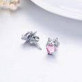 wholesale 925 Sterling Silver Pink Heart Cat Stud Earrings - Adorable Kitty  for Her-0-2
