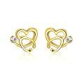 wholesale 925 Sterling Silver Heart Knot Earrings With Cz Stones-0-0
