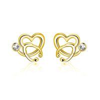 wholesale 925 Sterling Silver Heart Knot Earrings With Cz Stones-Heart