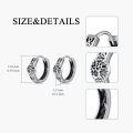 wholesale 925 Sterling Silver Tree of Life Huggie Hoop Earrings with Celtic Knots and Black Enamel Accents-0-2