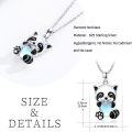 wholesale 925 Sterling Silver Panda Heart Blue Stone Pendant Necklace-0-3