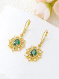 wholesale Gold 925 Sterling Silver Emerald & Cubic Zirconia Leverback Drop Earrings for Women-0-2