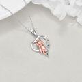 wholesale 925 Sterling Silver Heart-Shaped Pendant with Rose Gold Cat Charm and Multi-Colored Stones - Perfect Gift for Cat Lovers (Jewelry)-0-2