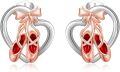 wholesale 925 Sterling Silver Ballerina Shoe Heart Stud Earrings for Women Girls Gifts-0-0