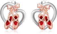 wholesale 925 Sterling Silver Ballerina Shoe Heart Stud Earrings for Women Girls Gifts-Ballet Shoes