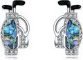 wholesale 925 Sterling Silver Abalone Shell Sport Theme Stud Earrings with Cubic Zirconia Gift for Women-0-0