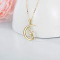 wholesale 14K Gold Crescent Moon & Star with Cat Silhouette Pendant Necklace - 18 Delicate Chain (3 Styles)-0-2
