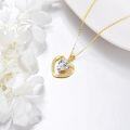 wholesale 14K Gold Heart Shaped Stone Pendant Necklace with Cubic Zirconia s for Her-0-3