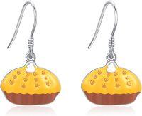 wholesale 925 Sterling Silver Cupcake Drop Dangle Earrings for Women Girls Autumn -Pumpkin Pie
