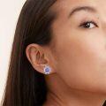 wholesale 925 Sterling Silver Platinum Plated Purple Amethyst Flower Stud Earrings-0-2