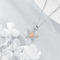 wholesale 925 Sterling Silver Rose Gold Plated CZ Moon & Starfish Pendant Necklace for Women Girls  43cm Chain Length-0-2