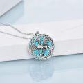 wholesale 925 Sterling Silver Turquoise Stone Celtic Dragon Pendant Necklace for Women-0-3