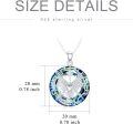 wholesale 925 Sterling Silver Round Crystal Owl Pendant Necklace with Chain 45cm Length-0-4