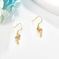 wholesale 14k Gold Flamingo Drop Earrings With Pink Crystal Wings For Women-0-2