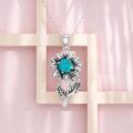 wholesale 925 Sterling Silver Turquoise Stone Flower Pendant Necklace for Women Western Style s-0-1