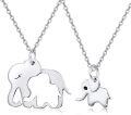 wholesale 925 Sterling Silver Elephant Family Pendant Necklaces for Women Girls Gifts Jewelry Sets-0-0