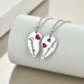 wholesale 925 Sterling Silver Red Enamel Heart Pendant Necklaces Gift Set for Mom and Daughter-0-3