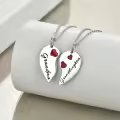 wholesale 925 Sterling Silver Red Enamel Heart Pendant Necklaces Wholesale Gift Set for Mom and Daughter-0-3