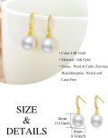 wholesale 14K Gold White Freshwater Pearl Drop Earrings with Diamond Accents-0-4