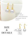 wholesale 14K Gold White Freshwater Pearl Drop Earrings with Diamond Accents-0-4