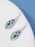 wholesale 925 Sterling Silver Abalone Shell Teardrop Butterfly Filigree Drop Earrings-0-3