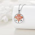 wholesale 925 Sterling Silver Orange Crystal Fox Face Pendant Necklace for Women-0-2