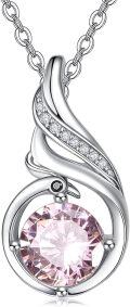 wholesale Sterling Silver Phoenix Birthstone Pendant Necklace for Women-0-0