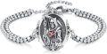 wholesale 925 Sterling Silver Red Rose  Grim Reaper Amulet Bracelet   for Men Women -0-0