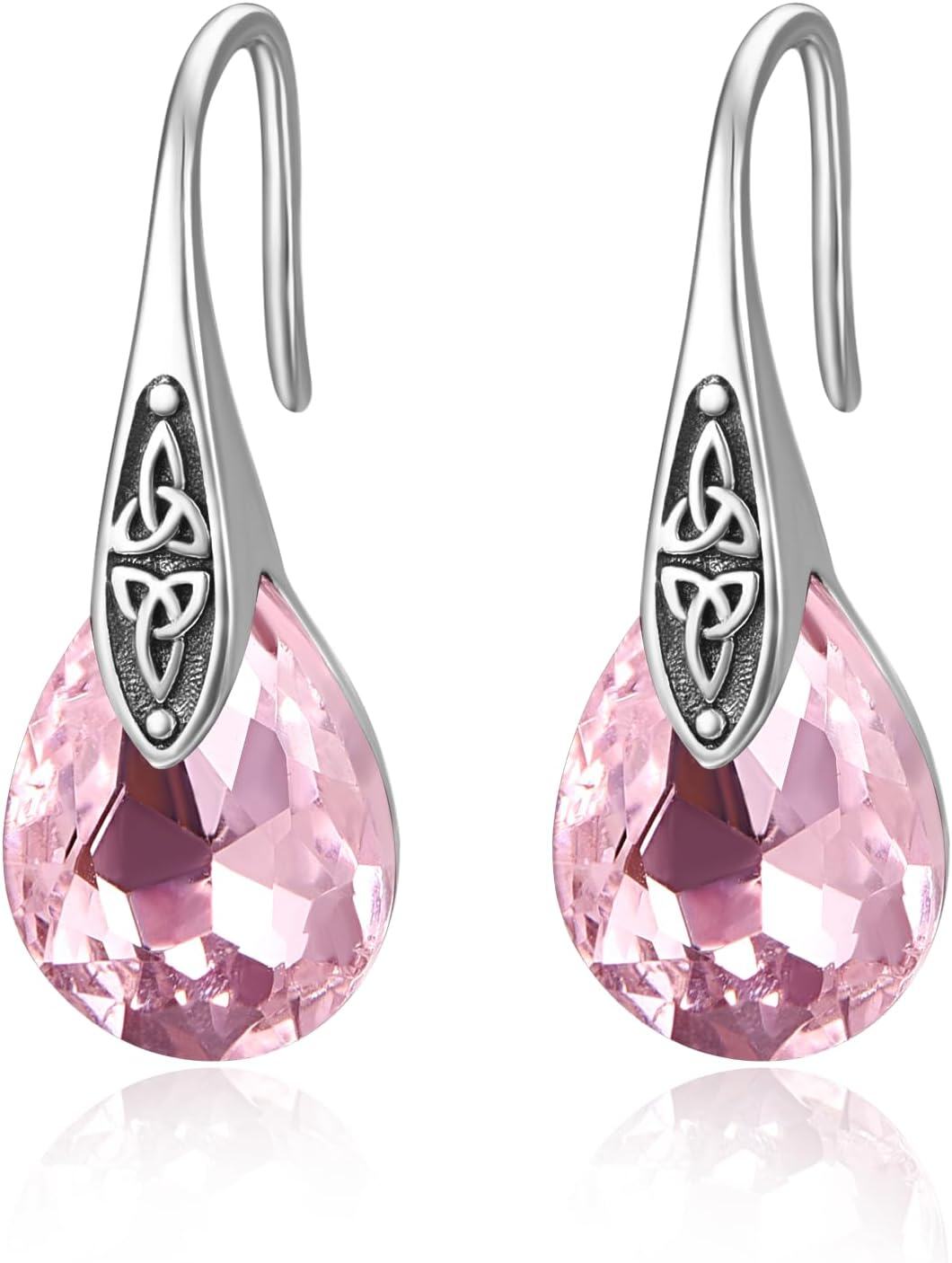 wholesale 925 Sterling Silver Birthstone Celtic Knot Dangle Earrings Women s Jewelry Gift-10 Oct