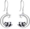 wholesale 925 Sterling Silver Panda Moon Star Dangle Earrings Gifts for Women-0-0