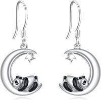 wholesale 925 Sterling Silver Panda Moon Star Dangle Earrings Gifts for Women-Panda