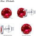 wholesale 925 Sterling Silver Ruby Red Gemstone Stud Earrings for Women Girls Gift Boxed-0-1