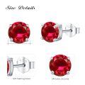 wholesale 925 Sterling Silver Ruby Red Gemstone Stud Earrings for Women Girls Gift Boxed-0-1