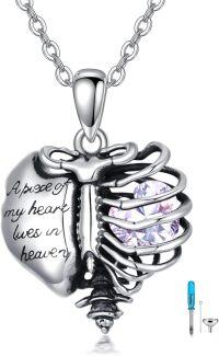 wholesale Sterling Silver Birthstone Urn Necklace for Ashes Memorial Jewelry for Women Men Mom-6-June