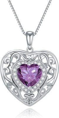 wholesale 925 Sterling Silver with 12 Birthstones Heart Celtic Necklace for Her-2-Feb-Amethyst