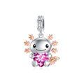 wholesale 925 Sterling Silver Rose Gold Plated Axolotl Pink Heart Zirconia Dangle Charm For Bracelet-0-6