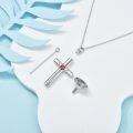 wholesale 925 Sterling Silver Heart Cross Pendant With Red Gemstone Necklace Set-0-3