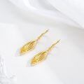 wholesale 925 Sterling Silver Gold Plated Hollow Weave Oval Drop Earrings-0-4